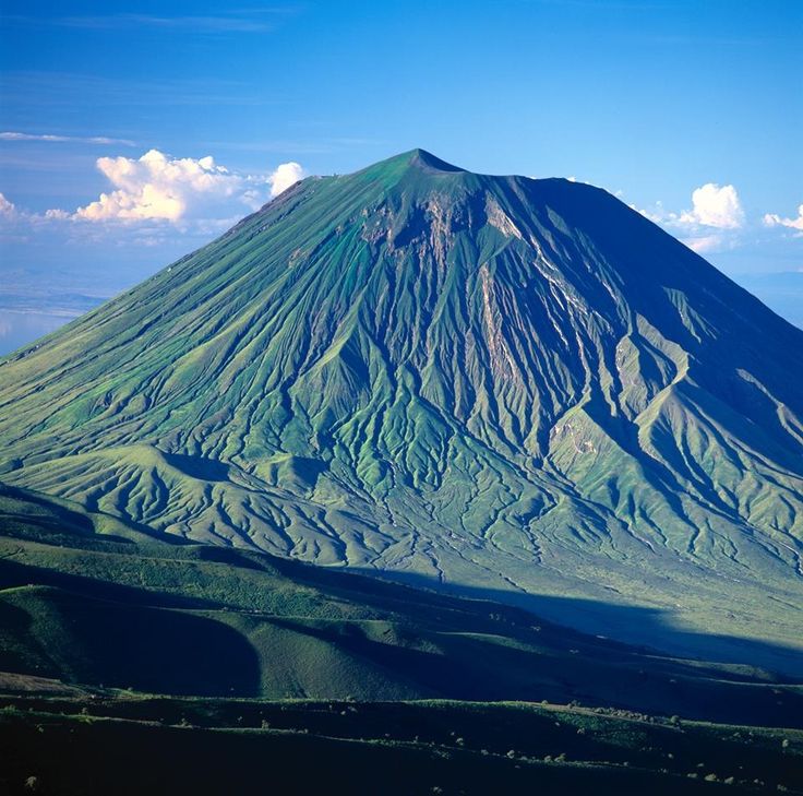 The ridged volcanic slopes of Ol Doinyo Lengai
